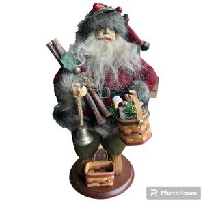 TJ Collection Santa with Duck in basket 1996 Christmas Holiday Decor